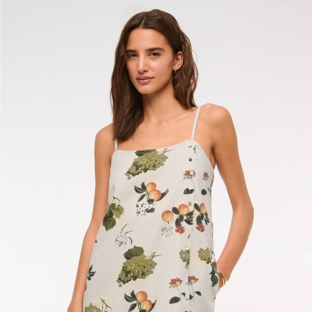Abercrombie & Fitch Floral Mini Dress/Romper - Cream and Green